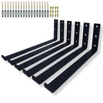 Seis Suportes Mão Francesa 30cm Formato L Design Embutido Para Prateleira Fixo De Parede Seis Suportes Mão Francesa 30cm Formato L Design Embutido Para Prateleira Fixo De Parede
