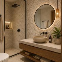 Seixo Polido Grande 30,5x30,5cm Bege Glass Mosaic Seixo Polido Grande 30,5x30,5cm Bege Glass Mosaic