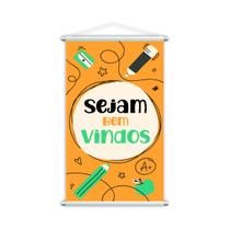 Sejam Bem Vindos Banner Amarelo Escolar Pedagógico 80X50Cm