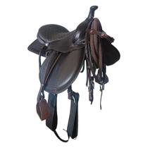 Sela Americana de Pito para Cavalgada Passeio a Cavalo Completa em couro com aba