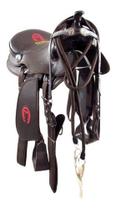Sela Americana Marrom Bordada Para Cavalo 16 Polegadas Arriada Cavalgadas