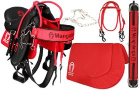 sela australiana com abas arreada completa + acessórios mangalarga vermelho