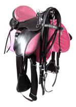 Sela Australiana De Arco Preta e Rosa Infantil Luxo 12 Polegadas + Acessórios