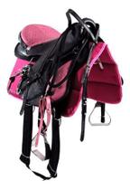 Sela Australiana De Arco Preto e Rosa Inox Luxo 16 Polegadas + Acessórios