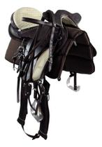 Sela Australiana De Cabeça Marrom e Bege Luxo 16 Polegadas + Acessórios