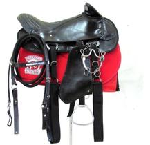 Sela Australiana De Cabeça Preta Para Cavalgadas e Passeios Completa Com Freio Inox e Baixeiro