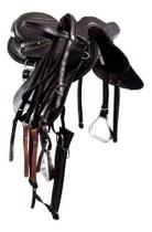 Sela Australiana De Cavalo Inox Marrom Com Cabeça Completa 16 Polegadas Luxo