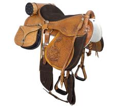 Sela Australiana Entalhada com Aba, Alforge e porta bebidas SV01021