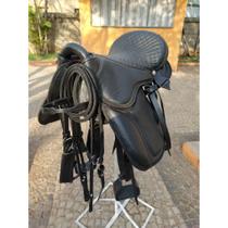 Sela Australiana Gel em couro resistente cela completa para passeio cavalgada