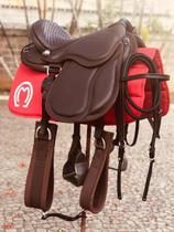 Sela Australiana Gel Marrom Completa em Couro para Cavalgada