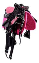 Sela Australiana Preta Com Rosa Infantil De Cabeça Com Abas Luxo Completa 12 Polegadas + Acessórios