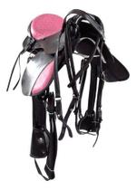 Sela Australiana Preta e Rosa Infantil Luxo 12 Polegadas