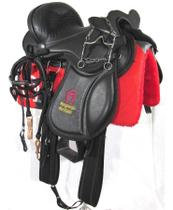 Sela Australiana Preto Soft Gel Completa De Cabeça Com Abas Mangalarga + Acessórios