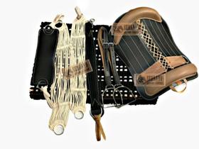 Sela Basto preto Montaria Completa 10x peças Cavalo Laço