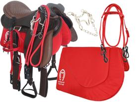 Sela Completa Marrom De Cabeça + Manta e Acessorios Pronta Para o Uso