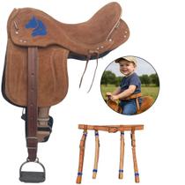 Sela Completa Para Criança C/ cinto de Segurança Infantil Para Cavalo Em Couro Sela Completa Para Criança C/ cinto de Segurança Infantil Para Cavalo Em Couro