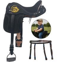 Sela Completa Para Criança C/ cinto de Segurança Infantil Para Cavalo Em Couro Sela Completa Para Criança C/ cinto de Segurança Infantil Para Cavalo Em Couro