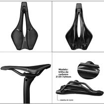 Sela de Bicicleta de Fibra de Carbono 245x139mm - Nariz Curto, Oco, com Base de Nylon e Textura UD