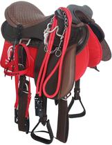 Sela De Cabeça De Couro Marrom 15,5 Polegadas Completa + Manta e Acessorios Envio Imediato