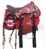 Sela De Cavalgada Comum Marrom Australina Completa + Itens 16 Polegadas