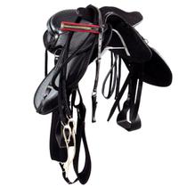 Sela de Cavalo com Cabeça IENE Preta 16 Polegadas Inox Cavalgada Passeio