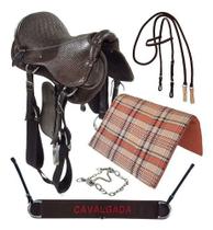 Sela De Cavalo Marrom Australiana Tradicional C/ Acessórios 16 Polegadas