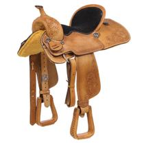 Sela de Tambor e Baliza Bordada Assento 15'' Natural Bronc-Steel 37061
