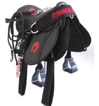 Sela Mangalarga Australiana Preta Arreada 16 Polegadas Completa Em Couro + Acessórios