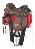 Sela Mangalarga Com Cabeça Australiana Soft Gel Completa Marrom 16 Polegadas + Acessórios