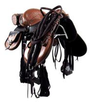 Sela Pra Cavalo Australiana Profissional Entalhada Completa Marrom e Caramelo Luxo - Couros Allas