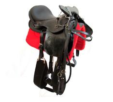 Sela Preta Com Cabeça Luxo Arreada Completa Couro + Acessórios 18 Polegadas