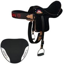 Sela Semi Profissional de Cavalo Vaquejada Cela de Couro Legitimo Preta