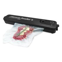 Seladora a Vácuo Doméstica Vacuum Sealer Bivolt com 10 Sacos Inclusos Embalagem Alimentos - Preto