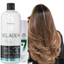 Selagem Capilar 3D Semi-Definitiva Alisamento Profissional BoraBella Sem Formol 1L +Leave-in Protetor Térmico 7in1 120ml