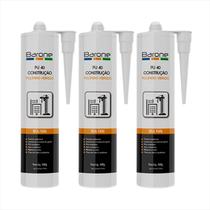 Selante Adesivo Silicone Pu40 Construção 400g Colorido Branco Kit 3