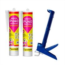 Selante Pu40 Vedação De Granito Concreto Kit 2 Branco + Aplicador