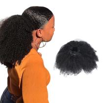 Seleção de letras de rabo de cavalo Afro Puff Drawstring 25 cm para mulheres