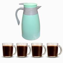 Seleção Garrafa Térmica 1 Litro 4 Canecas Vidro 220ml Servir Bebidas