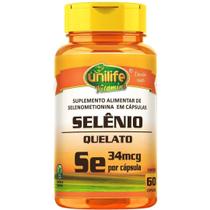 Selênio Quelato Se 500mg 60 Caps Vegano Unilife Selênio Quelato Se 500mg 60 Caps Vegano Unilife