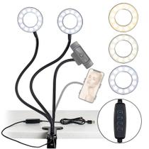 Selfie Ring Light NexiGo Dual de 3,5 polegadas com telefone e webcam Selfie Ring Light NexiGo Dual de 3,5 polegadas com telefone e webcam