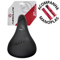 Selim Absolute Brutus Preto com Manopla Tipo Gios 075H Bike MTB BMX Passeio Confortável e Resistente