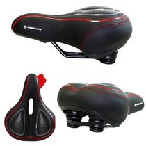 Selim Absolute Com Gel Elastômero Super Confortável Bike Cor:Preto/Vermelho