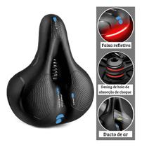 Selim Banco Bike Vazado Confortável Largo 2 Molas Refletor Comprimento 250 Mm Cor Preto Largura 200 Mm