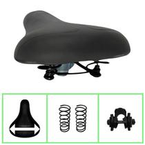 Selim Banco P/ Bicicleta Preto Barra Circular 2 Molas Confortável