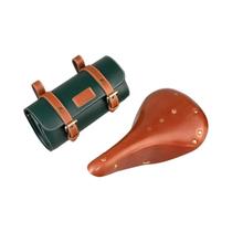 Selim De Bicicleta Clássico Retro Marrom Em Couro De Vaca Puro Com Capa Para Guidão