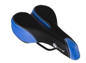 Selim de Bicicleta TITO Azul/Preto Vazado Confortável Bike MTB