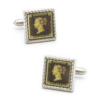 Selo postal Cufflinks Vintage Queen's para homens em cobre