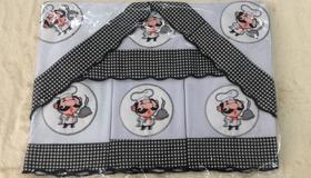 Semaninha Coruja Cores Variadas Kit de 7 panos de prato com desenho bordado Sacaria 100 Algodão 67cmx44cm cada pano