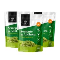 Semente de abóbora sem casca crua 1kg - viva grãos kit com 3 Semente de abóbora sem casca crua 1kg - viva grãos kit com 3