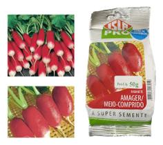 Sementes de Rabanete Amager Vermelho Meio Comprido Pac C/ 50gr de Sementes